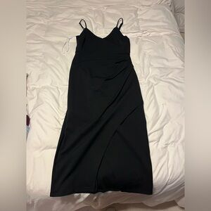 Lulu's Black Spaghetti-Strap Midi Dress